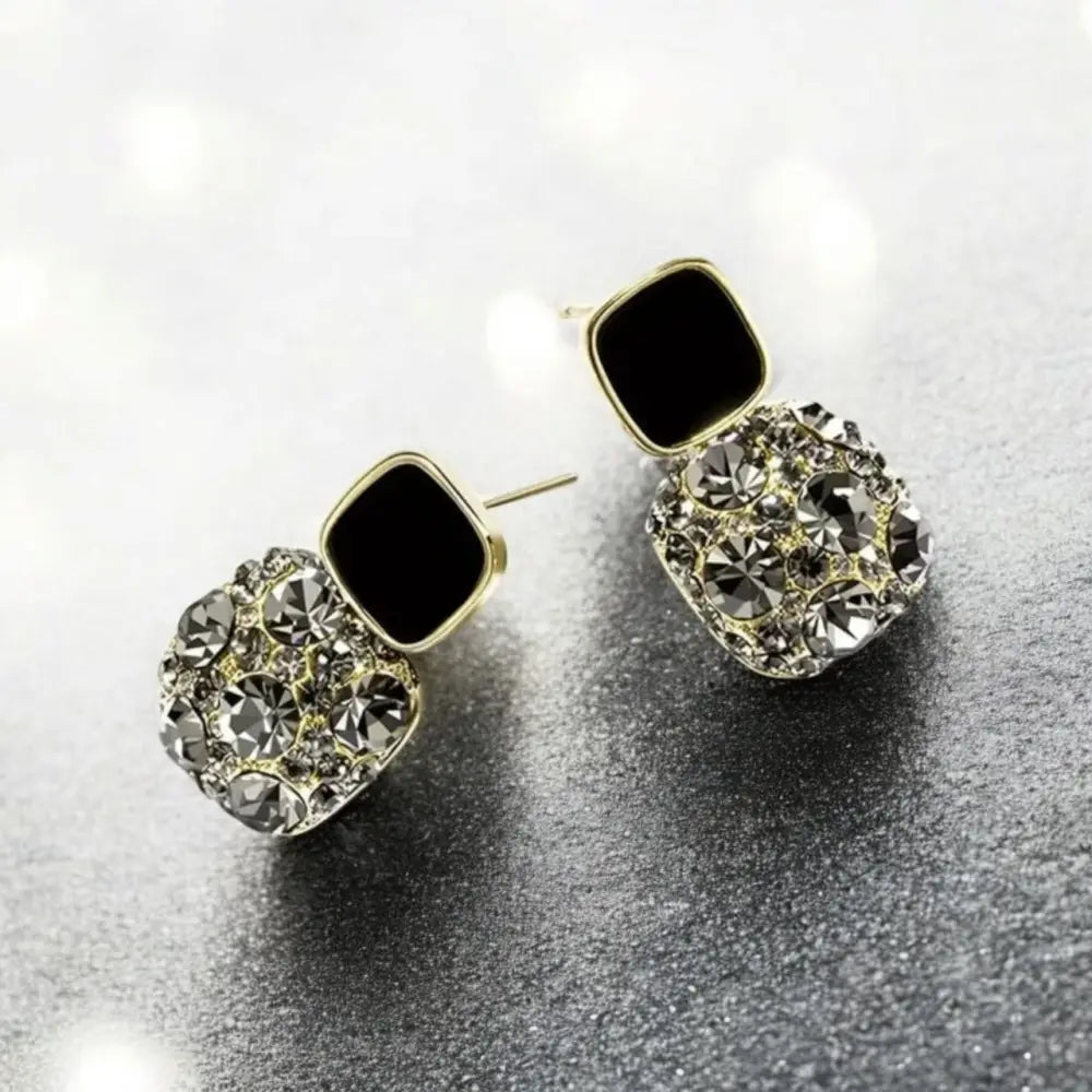 Adair Crystal Dust Onyx Earrings - Earrings
