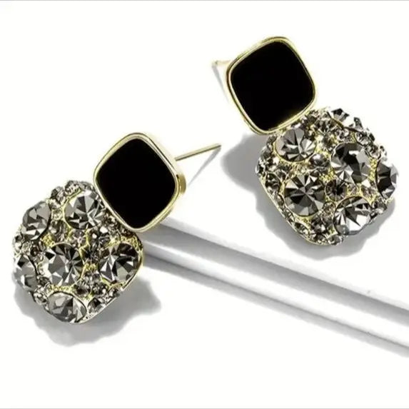 Adair Crystal Dust Onyx Earrings - Earrings