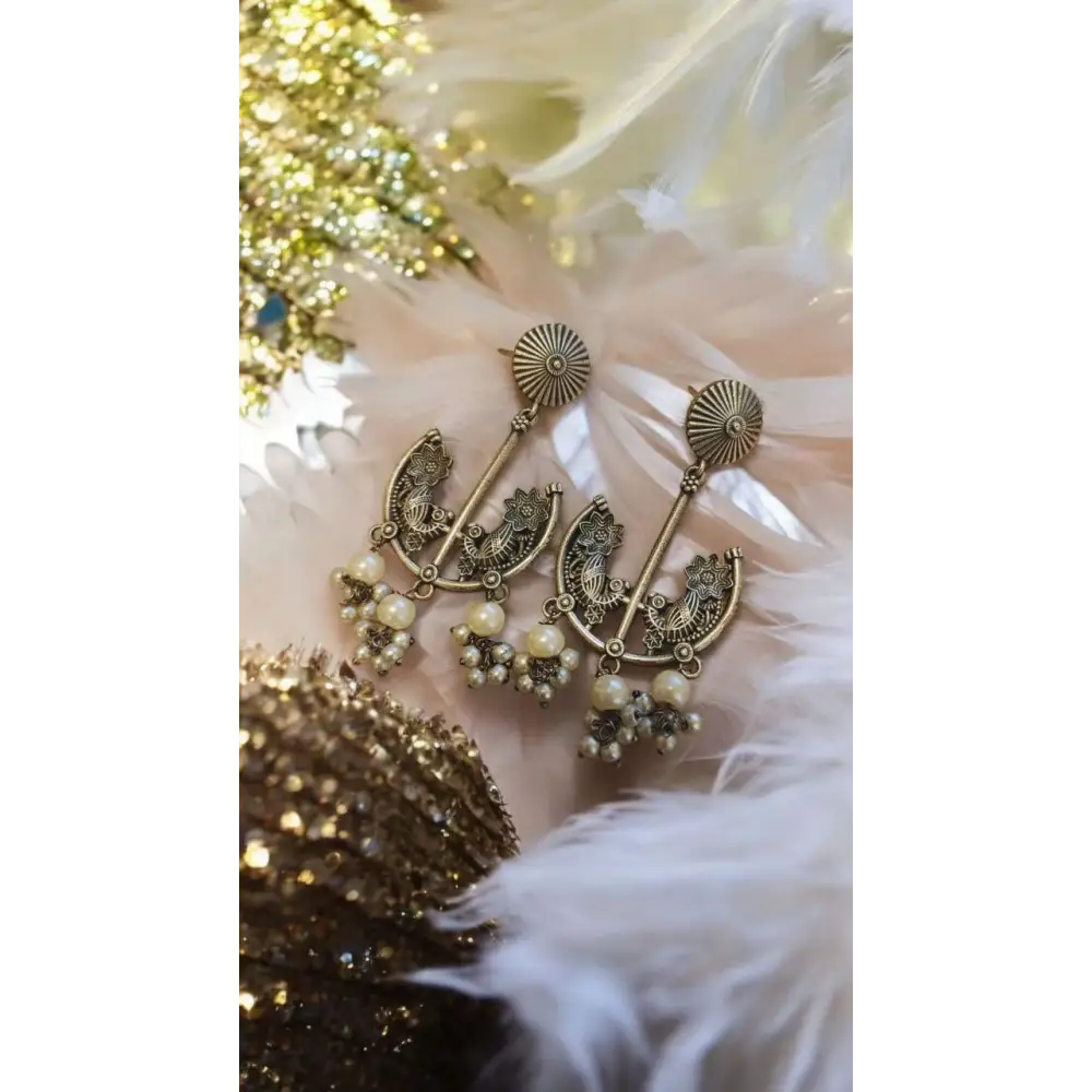 Adair German Silver-Plated Stone-Studded & Beaded Drop Earrings - Earrings