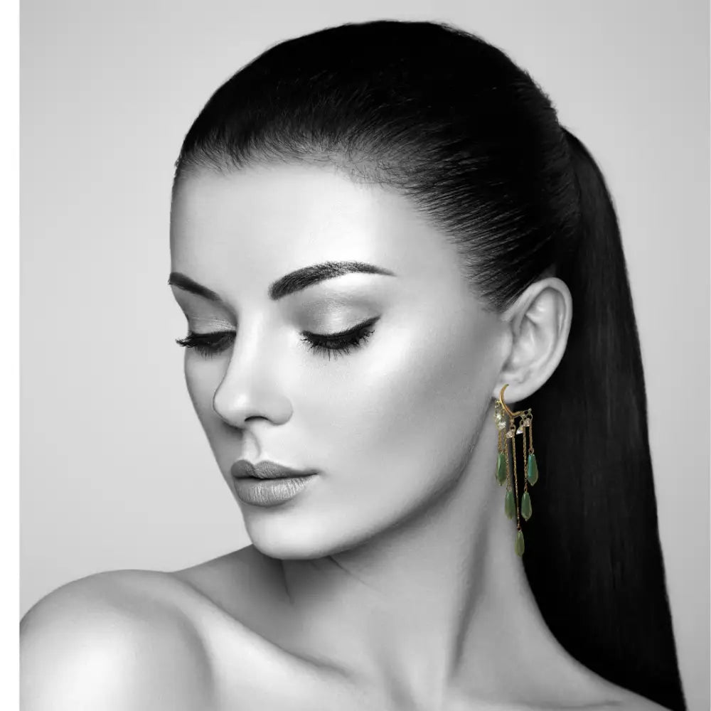 Adair Hoop Light Green Crystal Earring - Earrings