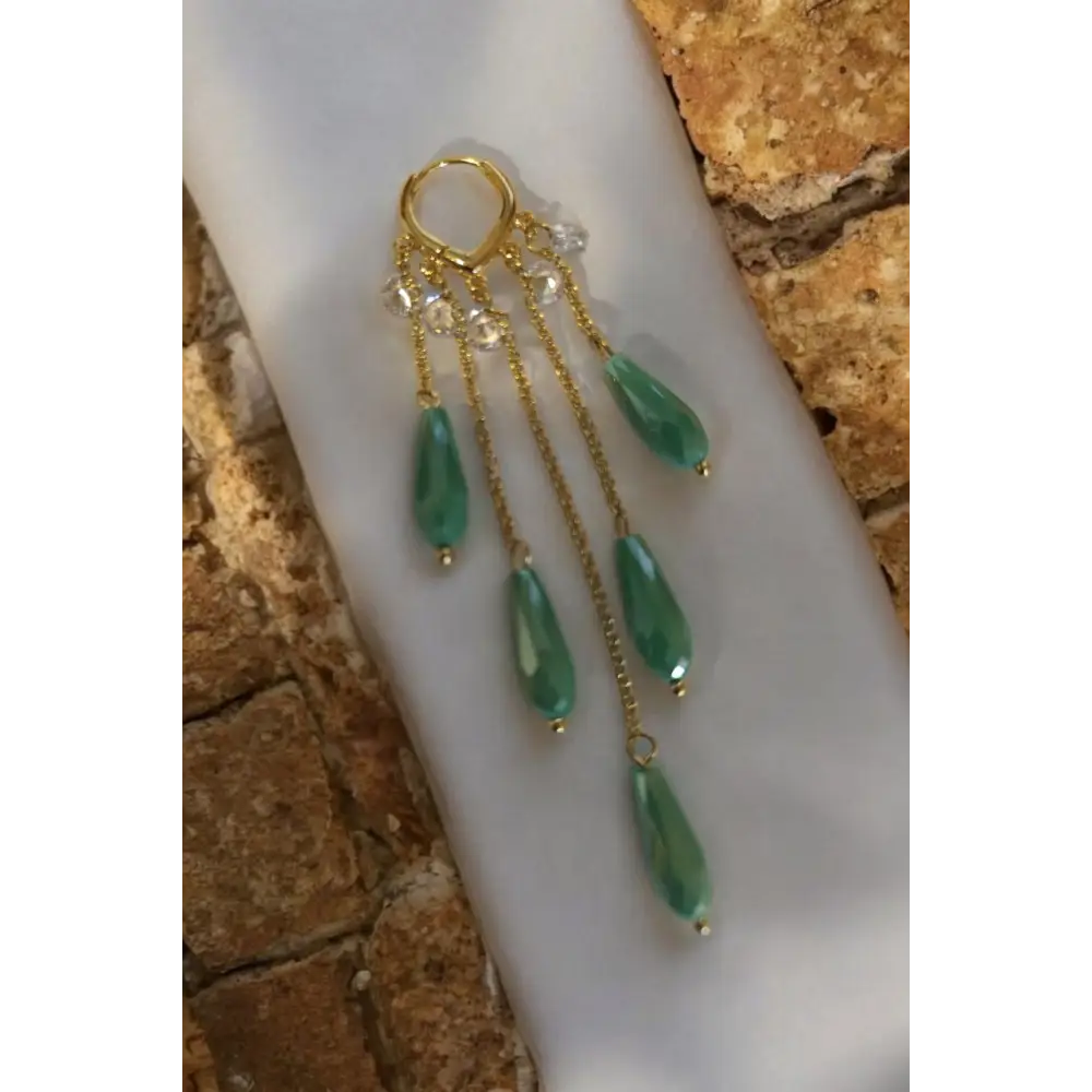 Adair Hoop Light Green Crystal Earring - Earrings