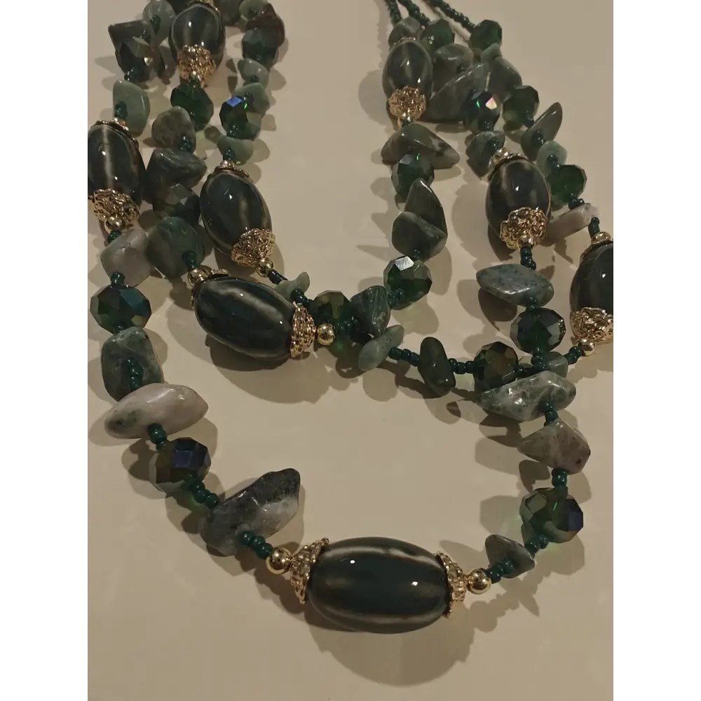 Adair Layers Green Necklace with Beads & Gems - Necklace