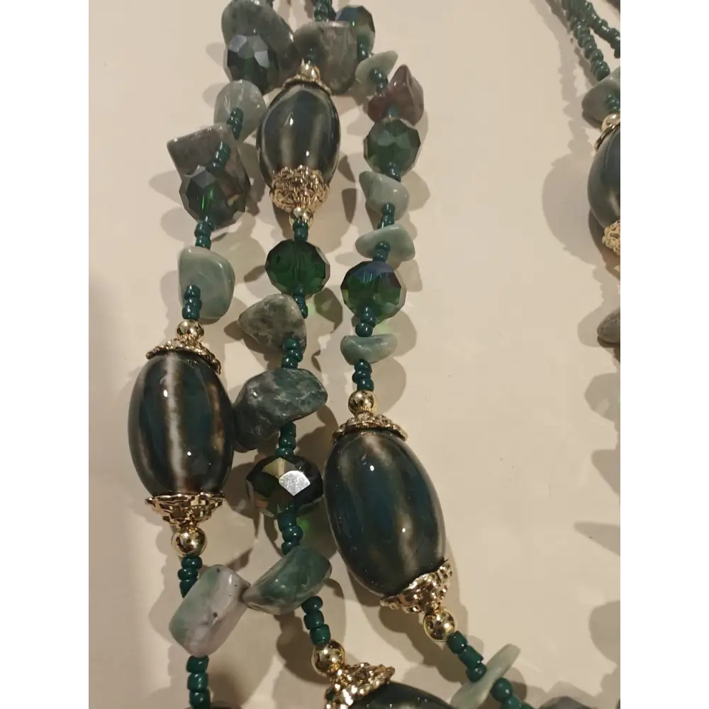 Adair Layers Green Necklace with Beads & Gems - Necklace