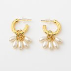 Gold-Plated Pearl Cluster Hoop Earrings – Trendy & Elegant Danglers