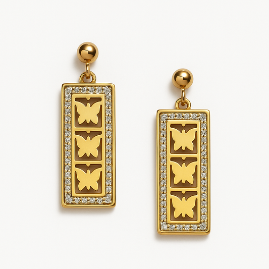 Golden Butterfly Drop Earrings – Dainty Elegance By Adair Gems
