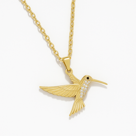 Hummingbird Grace Necklace – Gold-Plated Elegance