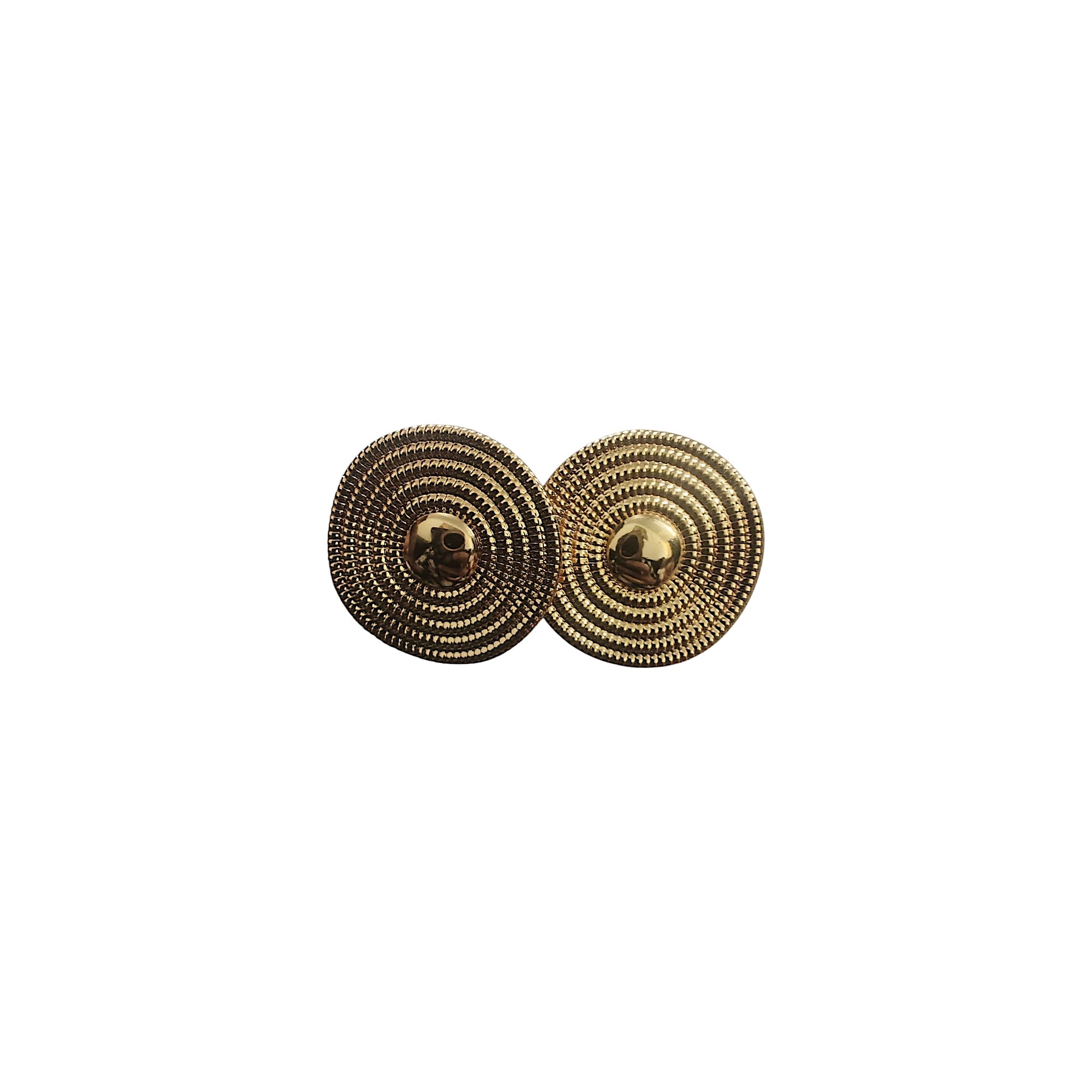 Golden Radiance Stud Earrings featuring textured concentric gold spiral design