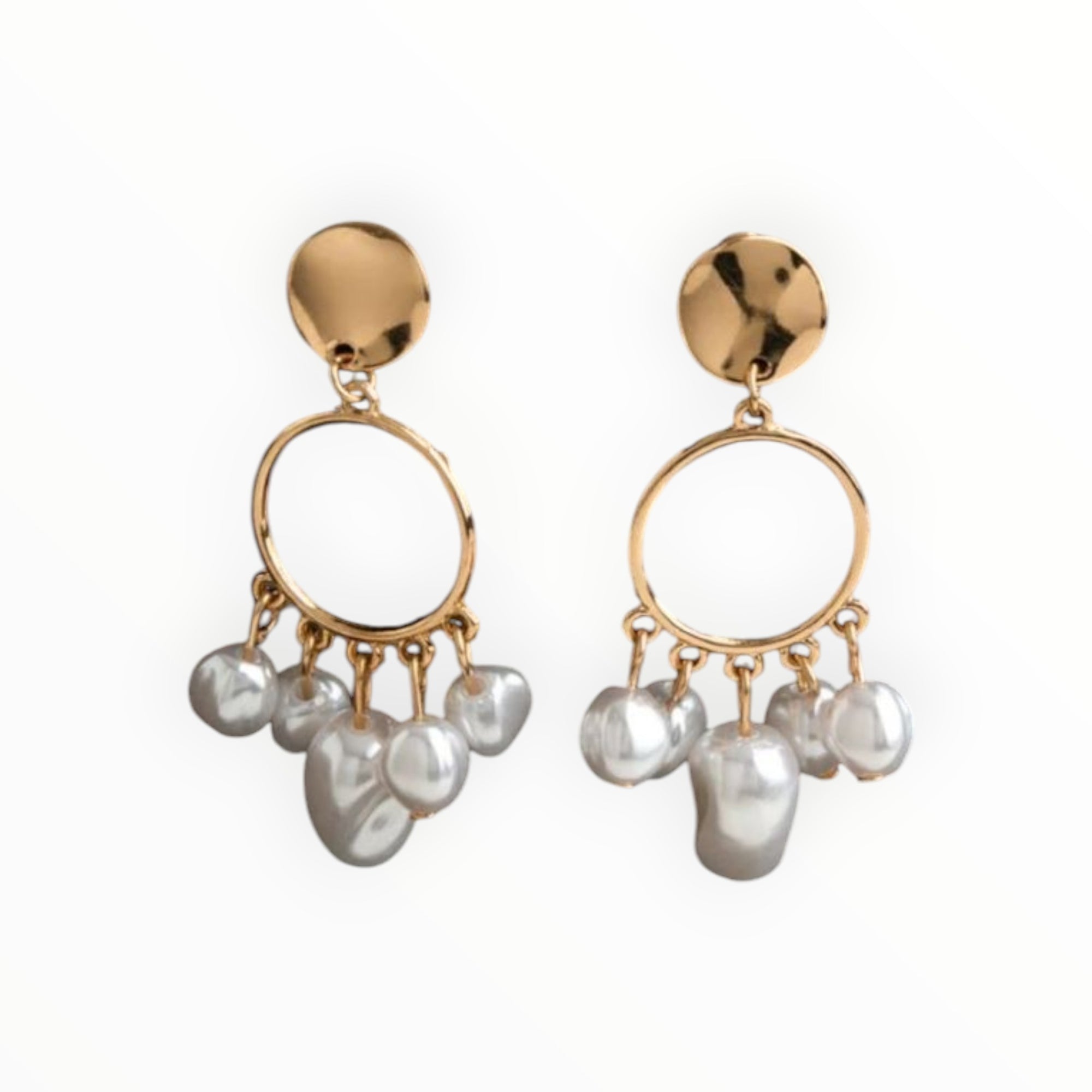 Gold-Plated Pearl Drop Earrings – Elegant Danglers By AdairGems