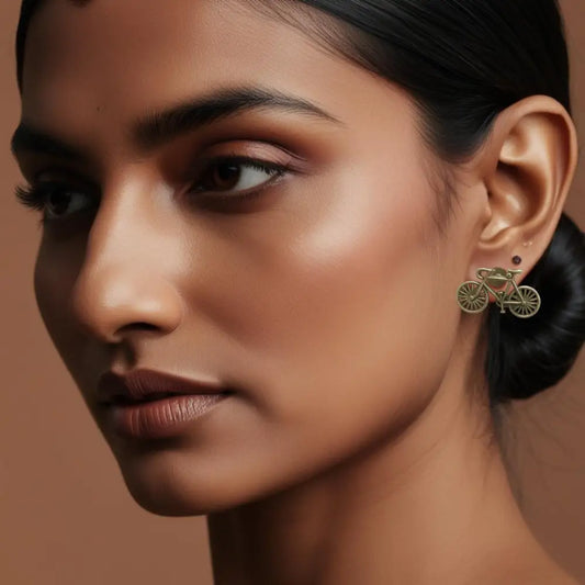 Adair Bicycle Studs Silver Mirage Brass Based Earrings - Earrings