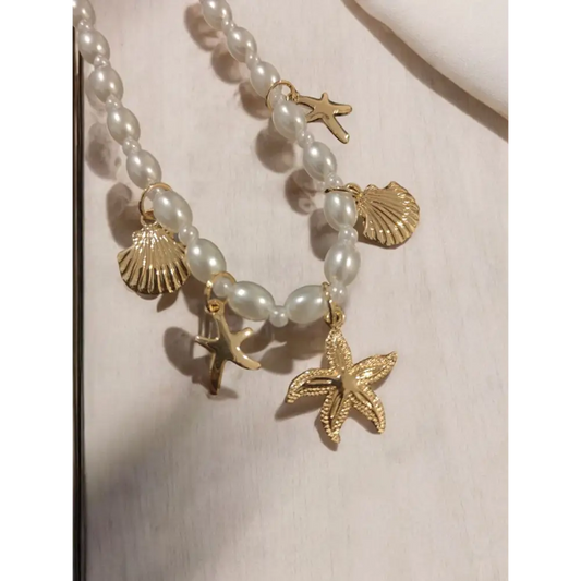 Adair Bohemian Demi Fine Charms With Pearl Chain Necklace - Necklace