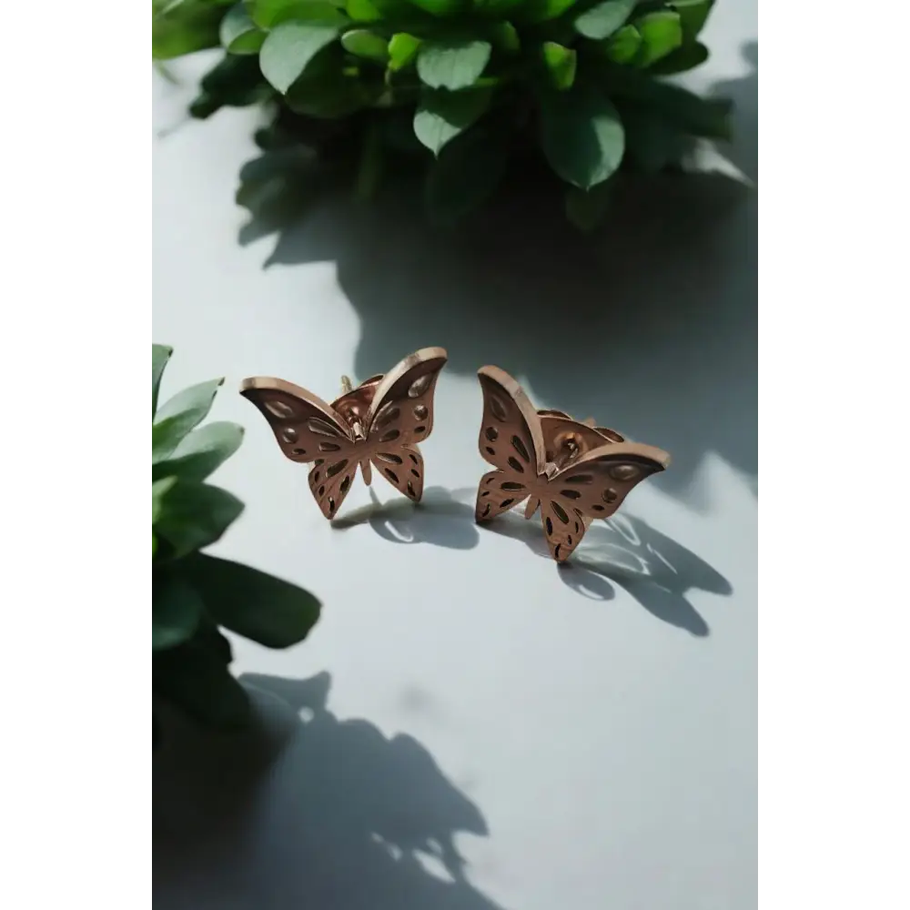 Adair Butterfly Plated 18K Gold-Inlaid Ear Studs - Earrings