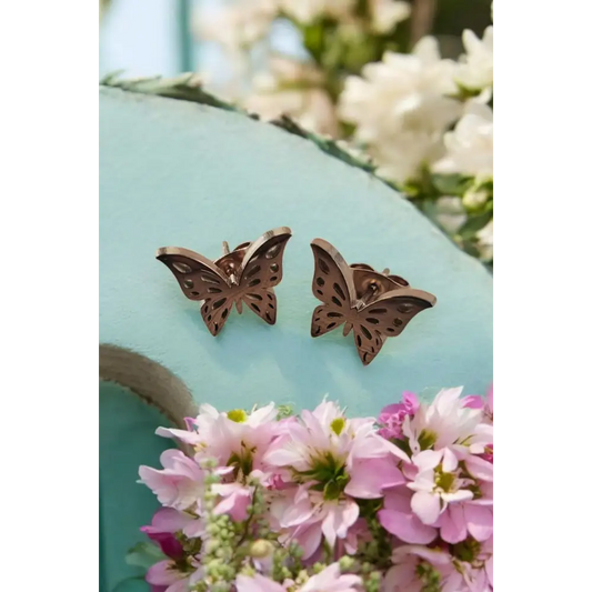 Adair Butterfly Plated 18K Gold-Inlaid Ear Studs - Earrings