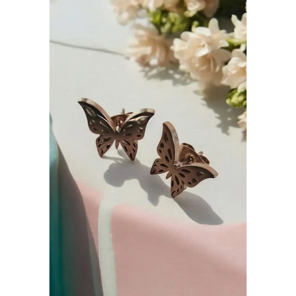 Adair Butterfly Plated 18K Gold-Inlaid Ear Studs - Earrings