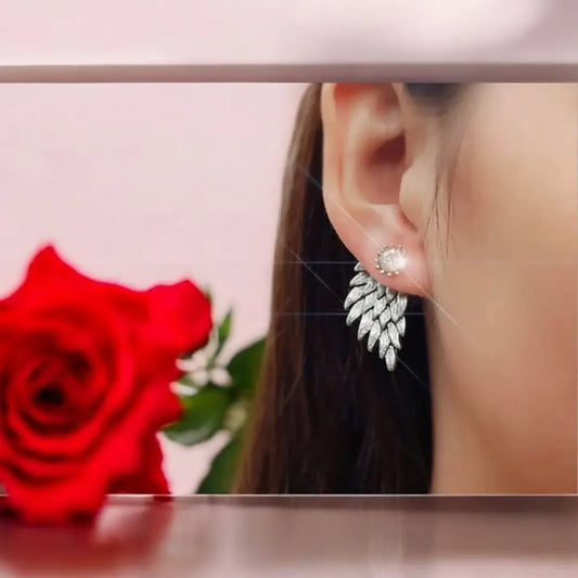 Adair Diamond Wings Earrings With Crushed Stones - Earrings