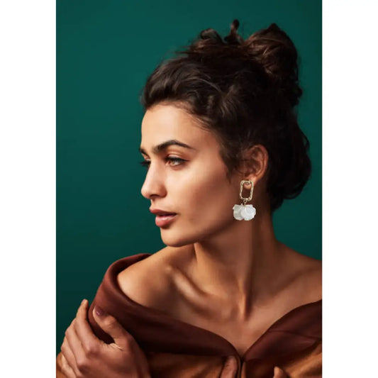 Adair Elegant 18K Gold-Plated Drop Earrings with Beaten Pearls - Earrings