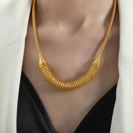 Adair Gold Plated Spring Design Necklace - Necklace