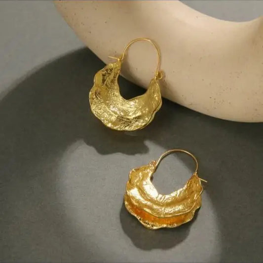 Adair Gold Toned Handcrafted Brass Hoop Earrings - Earrings