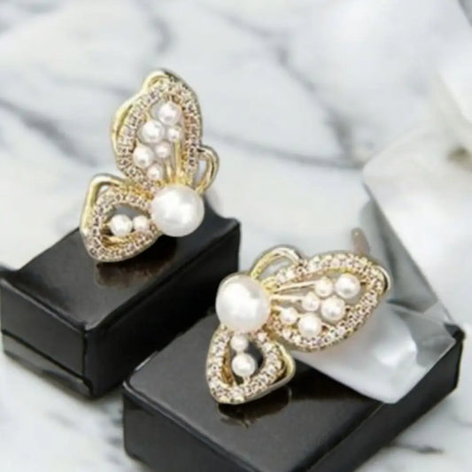 Adair Golden Flutter Earrings With Pearls - Earrings