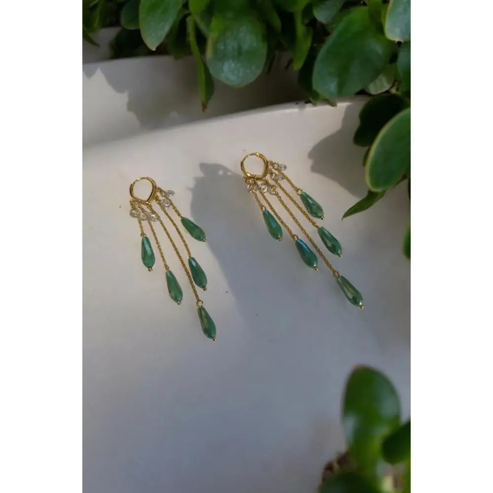 Adair Hoop Light Green Crystal Earring - Earrings