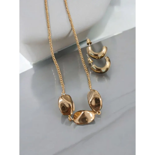 Adair Irregular Water Droplets Necklace With Earrings Demi Fine - Necklace