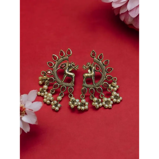 Adair Meenakari Silver Replica Earrings with Beads - Earrings