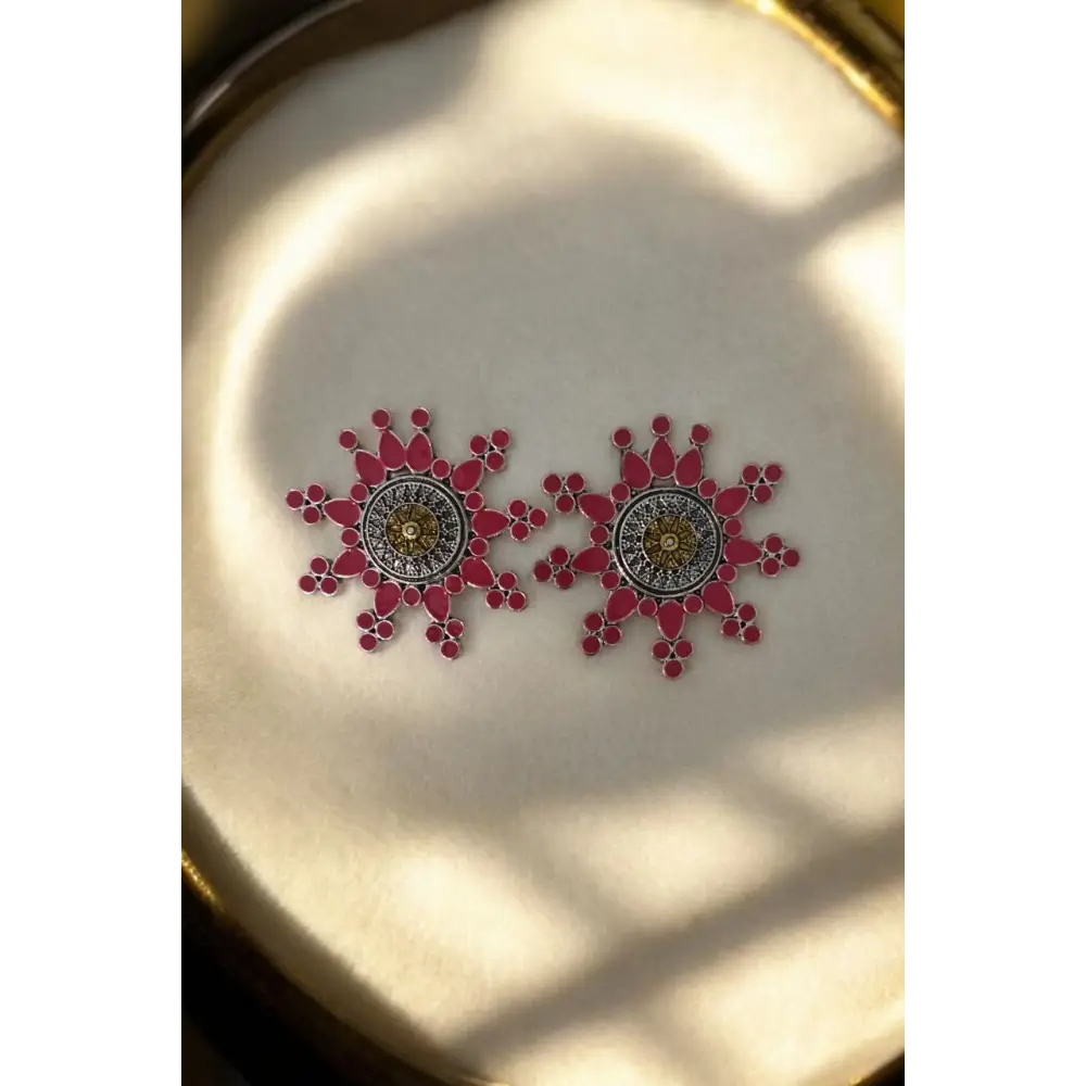 Adair Pink Sunflower Earrings - Earrings