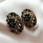 Adair Timeless Elegance: Vintage Black & Gold Stud Earrings - Earrings