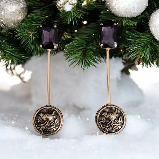 Adair Vintage Bird Charm Statement Earrings - Earrings