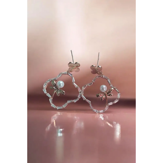 Adair’s Crystal Butterfly Pearl Earrings