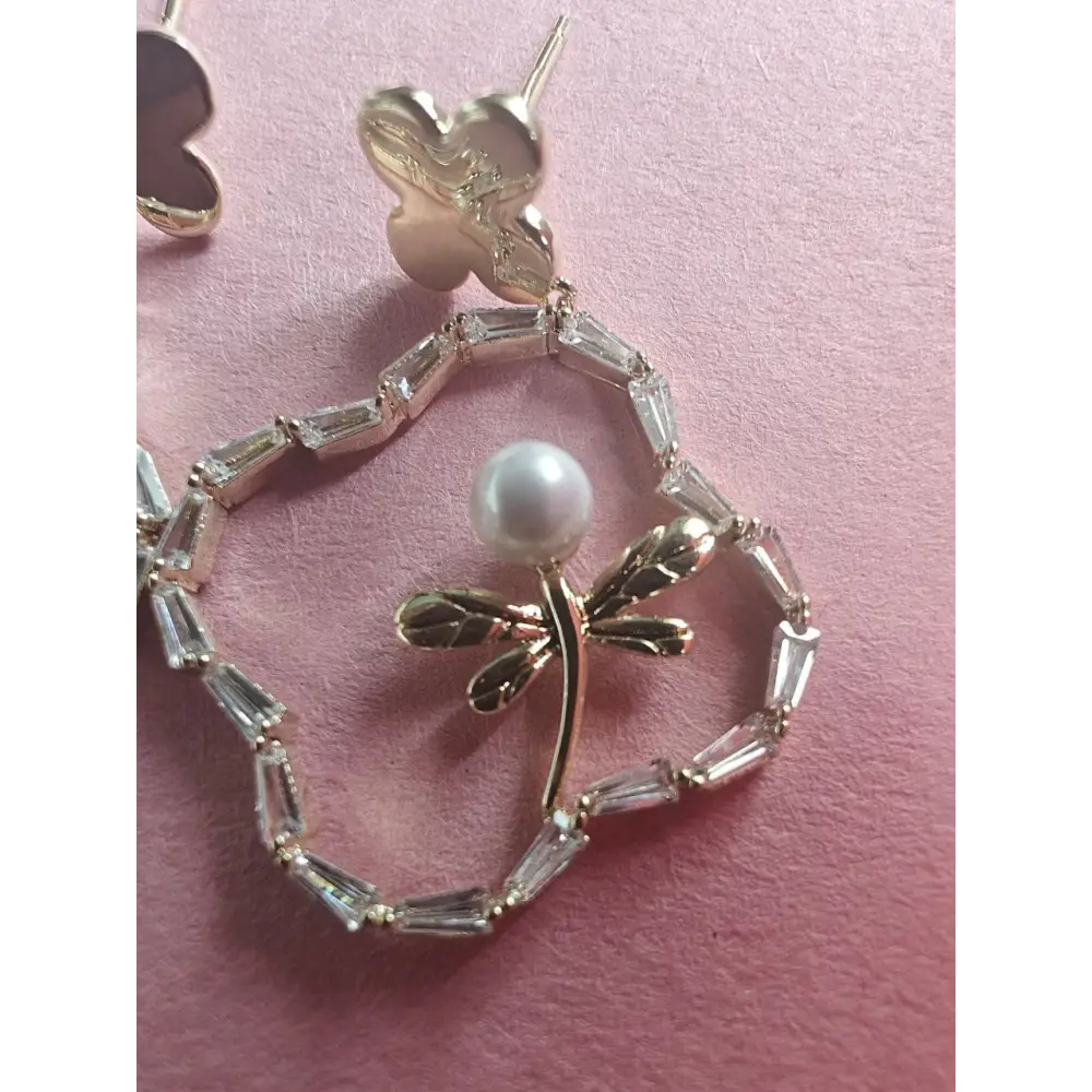 Adair’s Crystal Butterfly Pearl Earrings
