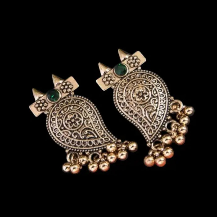 Antique Gold Paisley Jhumka Earrings – Traditional & Timeless - Earrings