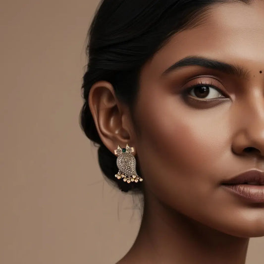 Antique Gold Paisley Jhumka Earrings – Traditional & Timeless - Earrings