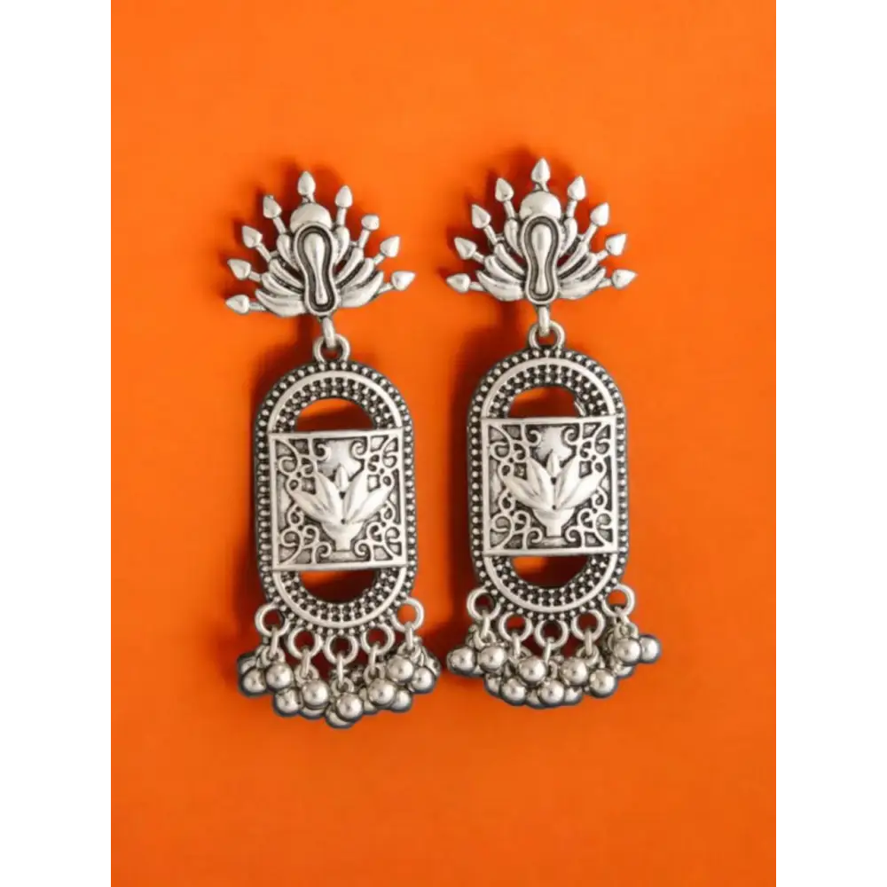 Antique Silver Lotus Jhumka Earrings – Handcrafted Elegance By Adair Gems - Earrings