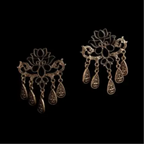 Black Lotus Antique Gold Dangler Earrings – Statement Filigree Design By Adair Gems - Earrings