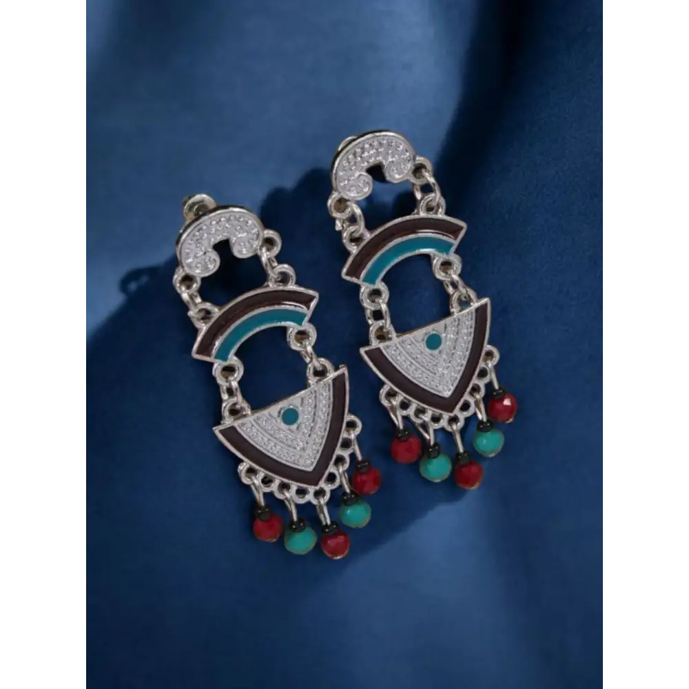 Boho Chic Enamel Dangle Earrings – Silver & Colorful Beads By Adair Gems - Earrings