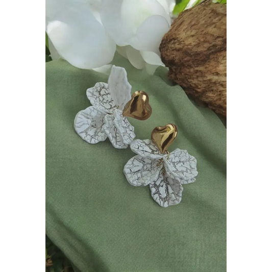 Elegant Heart-Shaped Drop Earrings with 18K Gold Plating - Earrings