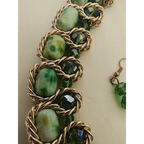 Golden-green Geometric Chunky collar bib necklace golden green Statement Jewellery - Necklace