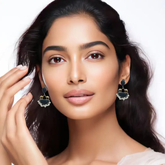 Midnight Glam Black & Gold Earrings – Elegant Statement Piece by Adairgems - Earrings