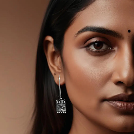 Oxidized Silver Peacock Hook Earrings – Vintage Ethnic Charm By Adair Gems - Earrings