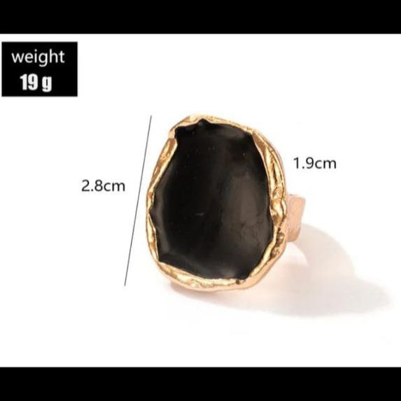 AdairGems Bold Black Stone Statement Ring - Rings