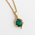 Gold necklace with stunning emerald teardrop pendant in AdairGems collection
