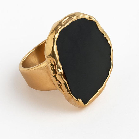 AdairGems Bold Black Stone Statement Ring - Rings