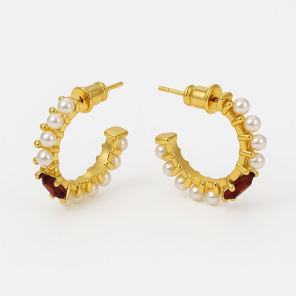 Golden Pearl Hoop Earrings – Elegant Statement Jewellery By Adair Gems