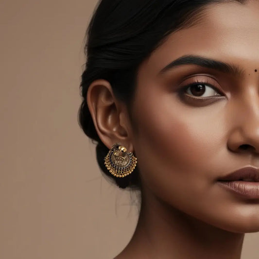 Regal Peacock Kundan Earrings – Gold & Blue Traditional Charm By Adair Gems - Earrings