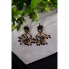 Gold-Plated Chandbali Jhumka with Pearl & Bead Detailing