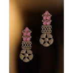 Vintage Gold & Pink Stone Drop Earrings – Elegant & Timeless By Adair - Earrings
